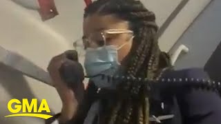 Flight attendant gives emotional farewell to passengers crew on final flight [upl. by Sharron716]