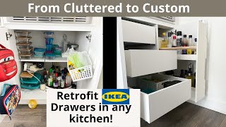 The EASIEST Kitchen Cabinet Drawers and Pull Out Pantry  Inexpensive IKEA HACK [upl. by Nalym]