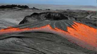 Rivers of molten lava high up Pulama Pali  Kilauea Volcano Hawaii DIGITALNECTAR [upl. by Devad]