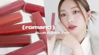 ROMAND NEW霧泥唇釉 BLUR FUDGE TINT Lip Swatches  heyitsmindy [upl. by Adehsar]