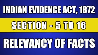 Relevancy of facts section 5 to section 16 Indian evidence act1872 [upl. by Nnateragram]