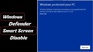 How To Disable Windows Defender Smart Screen [upl. by Eitsim]