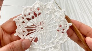 PRETTY EASY and MODISH Crochet Table Napkin Bedspread Motif Tutorial [upl. by Muller174]