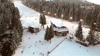 POIANA BRASOV SKI SLOPE BRADUL BRASOV ROMANIA 4K DRONE FILMING [upl. by Ahsataj]