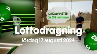 Lotto lördag 17 augusti 2024  Lottodragningen [upl. by Truda]