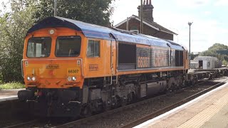 Felixstowe class66 container freight trains at westerfield station 16924 [upl. by Colet377]