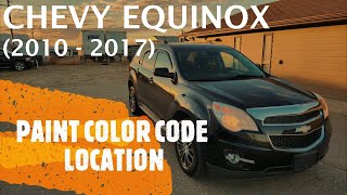 Chevrolet Equinox  EXTERIOR PAINT COLOR CODE LOCATION 2010  2017 [upl. by Esirahs809]