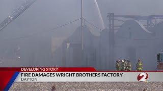 Fire crews assessing damage to Wright Brothers facility [upl. by Gustafson]