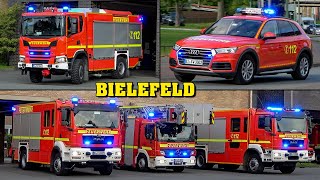 Neuer RÜSTWAGEN Feuerwehr BIELEFELD  Viele Alarmfahrten 3x Löschzug RW ADienst amp MEHR [upl. by Nyraf]