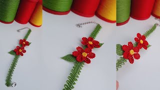 YAZMA KENARINA BAŞLAMIŞTIM VAZGEÇTİM BİLEKLİK YAPTIM bileklik yapımı wristband making flower DIY [upl. by Ettedo210]