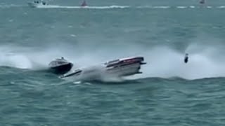 Race Boat Loses Outdrive And Spins At 2023 Inaugural 7 Mile Offshore Grand Prix Marathon FL [upl. by Keynes747]