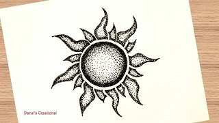 ♥Sun Stippling Art for Beginners  Easy stippling Tutorial♥ [upl. by Carlotta]