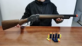 Winchester M1887 Shotgun Toy Unboxing 2023  Shell Ejecting Soft Bullet Toy Gun [upl. by Hershel]