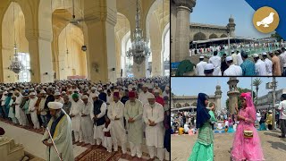 Thousands offer Eid ul Fitr prayer at Makkah Masjid Charminar [upl. by Cindelyn876]