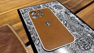 New dbrand iPhone 14 Pro real tan leather skin [upl. by Ikram777]