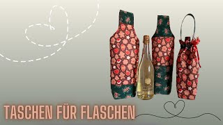 Taschen für Flaschen nähen zwei Varianten Flaschentasche nähen [upl. by Yenffad]