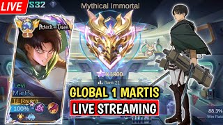 LIVE GLOBAL 1 MARTIS PUSH IMMORTAL 2000 STAR  Mobile Legends [upl. by Acinorav548]