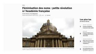 Féminisation des noms  petite révolution à l’Académie française Niveau FLE B2C1 [upl. by Dorion]