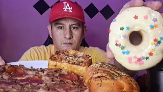 ASMR Pizza Pepperoni y Burrito y una TOSTADA PANADERÍA de mi Barrio [upl. by Knudson622]