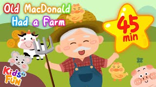 🎵Old MacDonald Had a Farm   More Learning Songs  45 Min  Learn Animals Fruits Numbers ABCs [upl. by Cence]