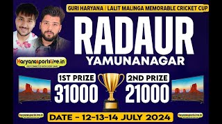 RADAUR YUMNANAGAR  BIGGEST CRICKET CUP  FIRST DAY HARYANA SPORTS LIVE [upl. by Lledualc]