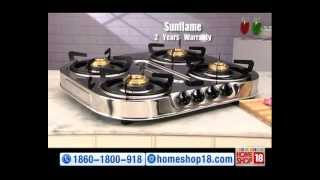 Homeshop18com  Sunflame ISI Mark 4 Burner Cooktop by Shakti Gold [upl. by Hugon]