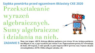 dzień 4 POWTÓRKA EGZAMIN 8KLASISTY Dany jest trapez ABCD którego dłuższa podstawa jest równa 10 cm [upl. by Macri749]