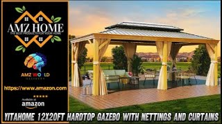 Describing YITAHOME 12x20ft Hardtop Gazebo with Nettings and Curtains Amazon [upl. by Sterne340]