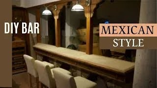 Rustikale Holzbar Küchentheke Bar aus Steinen Holz und Fliesen Bar im Mexican Style DIY Bar bauen [upl. by Neeka]