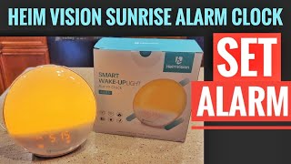 SET ALARM Heim Vision SunRise Alarm Clock A80S Wake Up Light [upl. by Alicul]