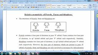 Pyrrole Furan Thiophene [upl. by Ayotel]