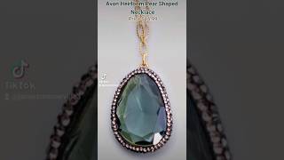 Avon Heirloom Pear Shaped Necklace pearshaped glass stone wgreen chrysolite set in goldtone avon [upl. by Debbra]