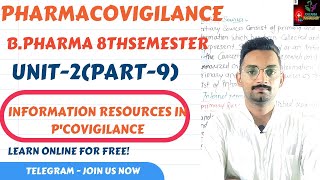 Information resources in pharmacovigilance Unit2part9 BPharma 8th semester [upl. by Nixie]