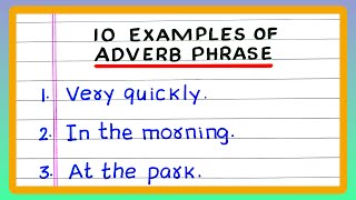 EXAMPLES OF ADVERB PHRASES  ADVERBIAL PHRASES  5  10 EXAMPLES OF ADVERB PHRASES [upl. by Cott]