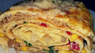 Omelette roulée au Thon  Omelette Fromage  Rolled omelette  اومليت بالتونة マグロ、チーズ、オリーブのオムレツ巻き [upl. by Bounds]