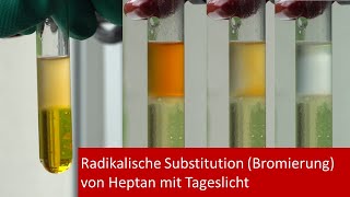 Radikalische Substitution Bromierung von Heptan mit Tageslicht 5 Gym [upl. by Ahsoem]