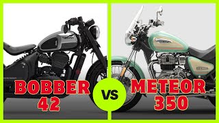 Jawa 42 Bobber VS Royal Enfield Meteor 350 Which Is Better  Specs Comparison [upl. by Yseult]