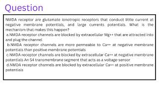 NMDA receptor are glutamate ionotropic receptors that conduct little current at negative membrane [upl. by Ahsenahs]