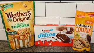 Werther’s Original Popcorn with PumpkinSunflower Seeds Soft Cake Cookies Orange Kinder Snack Cake [upl. by Niggem]