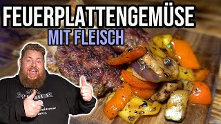 Gemüse amp Fleisch von der Feuerplatte oder Plancha  mega lecker  BBQ amp Grillen für jedermann [upl. by Amalea]