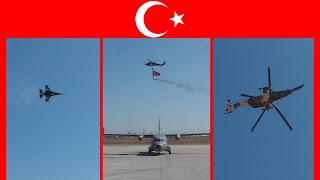 Teknofest  Solotürk Eşliğinde Helikopter ve Rus Yolcu Uçağı Gösterileri Mc21300 [upl. by Zzabahs]