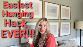 DIY HACK How to hang picture frames the EASY wayPICTURE GRID GALLERY WALL [upl. by Sirkin]