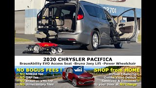 For Sale 2020 Chrysler Pacifica  BraunAbility EVO Access Seat Bruno Joey Lift amp EWC Mobility Van [upl. by Yesteb]