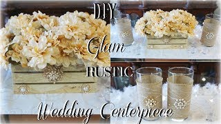 DIY RUSTIC GLAM WEDDING CENTERPIECE FT TOTTALY DAZZLED BLING GEMS DIY ELEGANT RUSTIC WEDDING DECOR [upl. by Marvin]