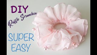 How to make ruffle scrunchie step by step  diyscrunchie handmade  scrunchies [upl. by Alvie]