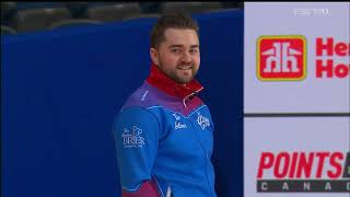 brier2022 Technical timeout Matt Dunstone checks if a stone is in the Free Guard Zone [upl. by Sholom]