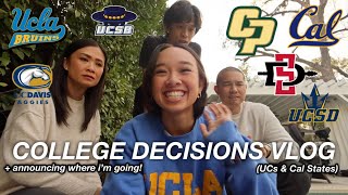 COLLEGE DECISIONS REACTIONS VLOG  announcing where im going to college  UCs and Cal States [upl. by Linehan]