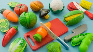 Learn Names of Fruit and Vegetables for Kids Fun Velcro Cutting Fruit and Veggies [upl. by Neelahtak]