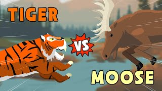 Tiger vs Moose  Jungle vs Woodland Animals S1  Animal Animation [upl. by Shaver]