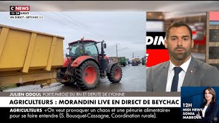 Les agriculteurs sont plus contrôlés et harcelés que des OQTF    Julien Odoul CNEWS [upl. by Wolbrom]